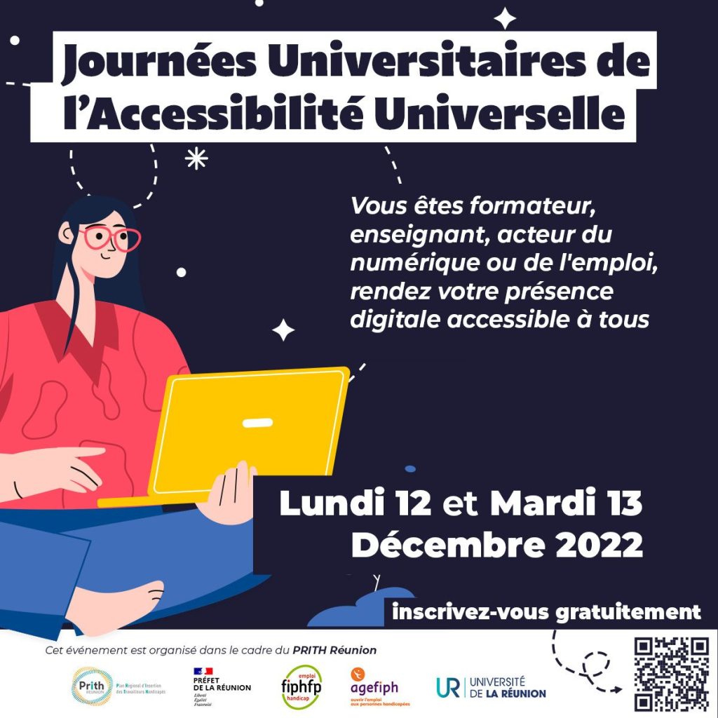 Affiche des Journées Universitaires de l'Accessibilité Universelle. Description détaillée dans l'accordéon en dessous.