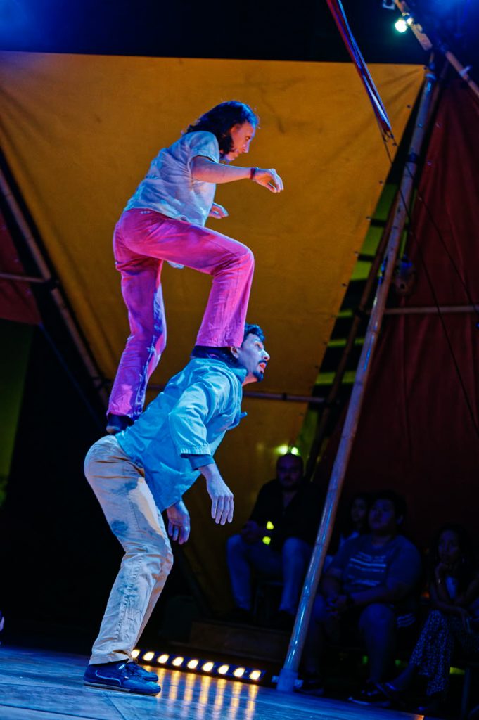 photo of a tightrope walker on the Moufia campus