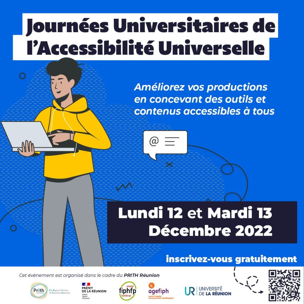 Affiche des Journées universitaires de l'Accessibilité Universelle. Description détaillée ci-dessous dans l'accordéon