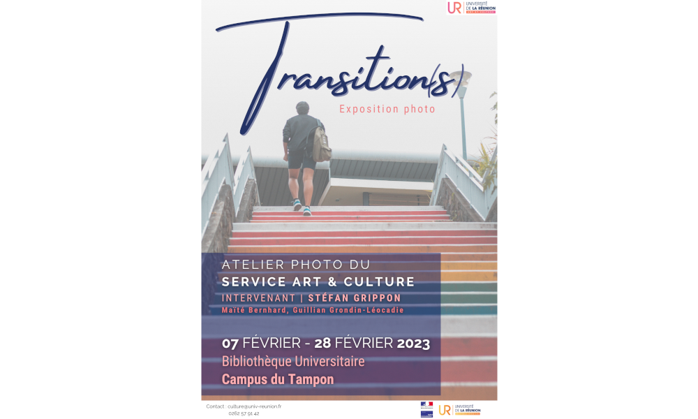 L'affiche de l'exposition: une personne vue de dos monte un escalier.