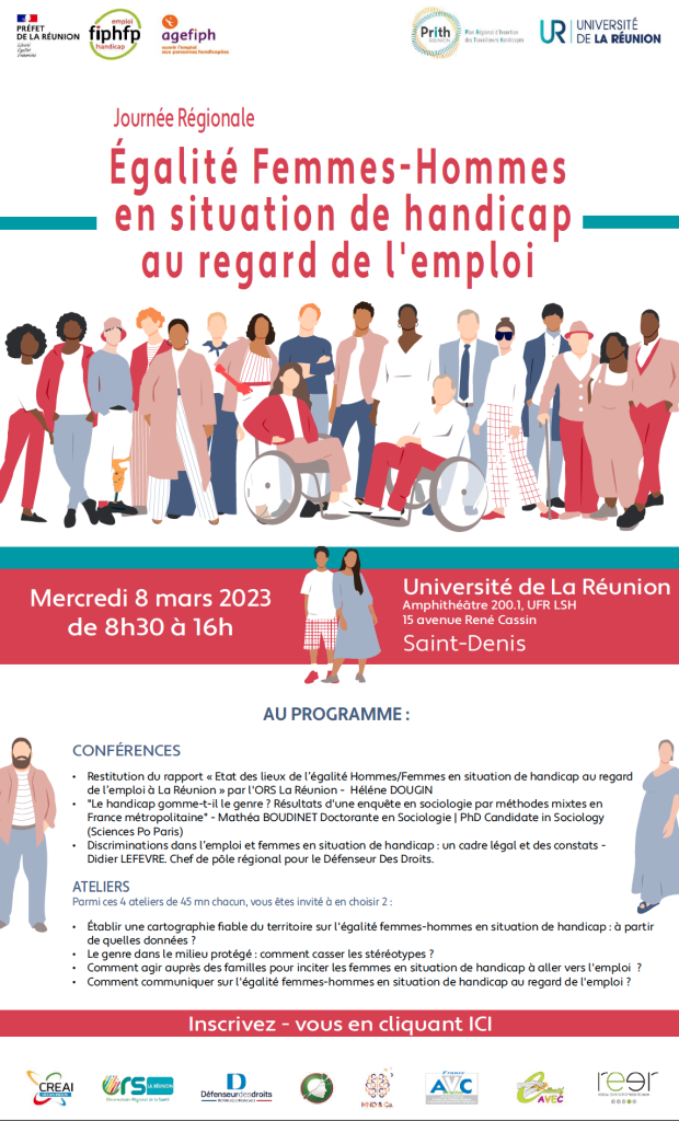 affiche de la journée régionale Femmes-Hommes en situation de handicap au regard de l'emploi 