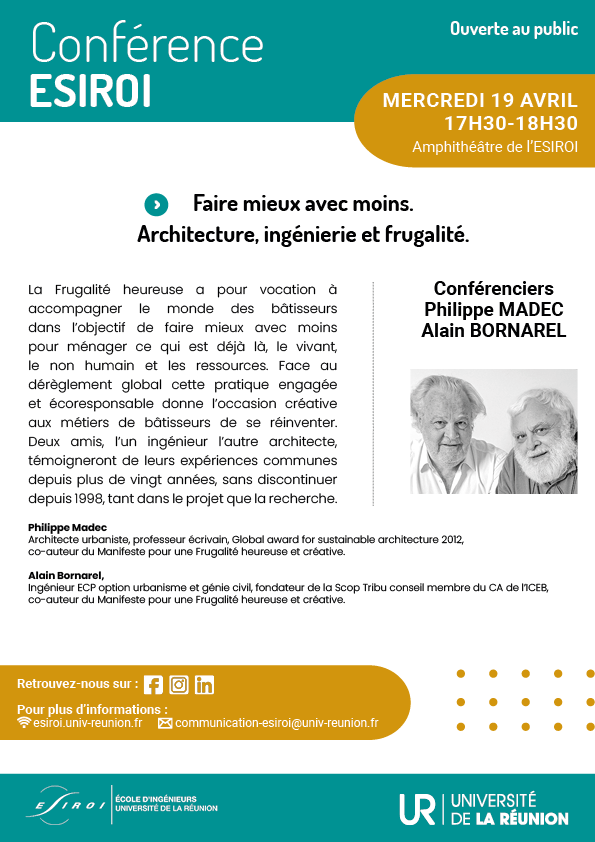 Affiche de la conférence de Philippe MADEC et Alain Bornarel