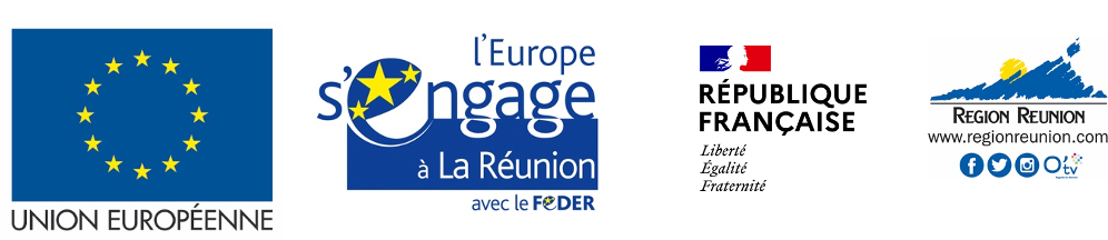 Logos of the EU, Feder, French Republic, Réunion Region