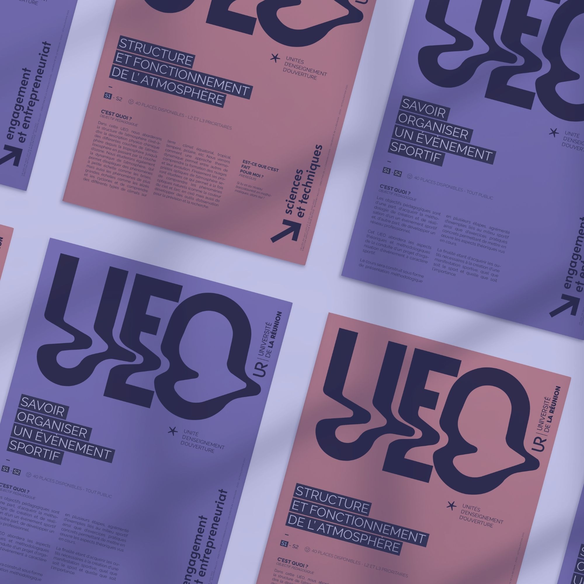 Affiches colorées des Unités d'Enseignement d'Ouverture (UEO)
